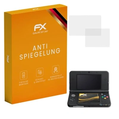 Imagen de atFoliX Película Protectora compatible con Nintendo New 3DS 2015 Lámina de Pantalla, antirreflejos y amortiguadores FX Protector (Set 3)