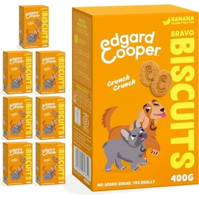 Imagen de Edgard Cooper premios para Perros, (Plátano, 1 x 400g), Galletas Premiar, Sin Cereales, Perros Veganos, bocaditos Entrenamiento llenos de Fruta Fresca
