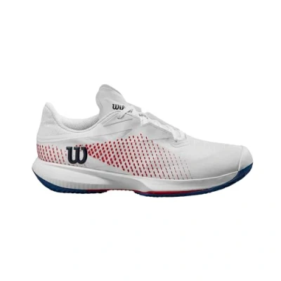 Imagen de Wilson Kaos Swift 1.5 Clay, Tennis Shoe Mujer, White/Deja VU Blue Red, 39 1/3 EU