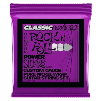 Imagen de Ernie Ball Power Slinky Classic Rock n Roll Cuerdas para guitarra eléctrica, envoltura de níquel puro, calibre 11 48