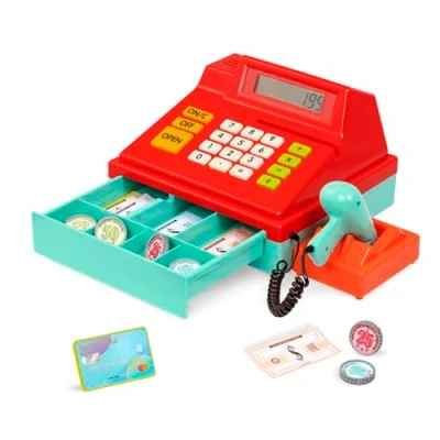 Imagen de Battat registradora de juego con escáner y sonido, caja juguete, electrónica supermercado calculadora accesorios tienda dinero, tarjeta crédito, 3+ años