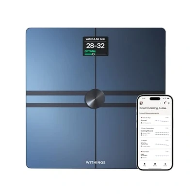 Imagen de Withings Body Comp Bascula de baño WiFi con análisis corporal completo (peso, grasa corporal/grasa muscular, agua) y seguimiento cardiovascular, Báscula personal, hasta 8 usuarios