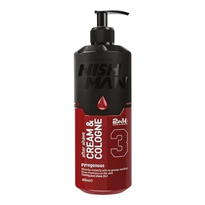 Imagen de Nishman Crema para después del afeitado 400 ml refrescante y calmante con aroma de colonia Hidrata, suaviza nutre (400 ml, 03 Pyrogenous)
