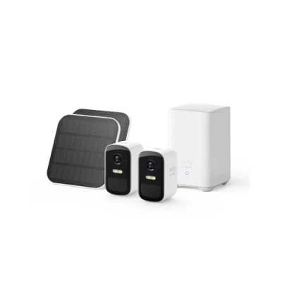 Imagen de eufy Security eufyCam 2C Kit de 2 cámaras con panel solar, cámara seguridad solar inalámbrica para exteriores, sistema el hogar, compatibilidad HomeKit, HD 1080p, diseño