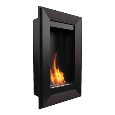 Imagen de KRATKI Chimenea bioeléctrica CHARLIE2, 780 x 460 cm, Color Negro, Recipiente de 0,5 L, Pared Vertical etanol, Ideal para el hogar, salón o Dormitorio Certificado TÜV Renania
