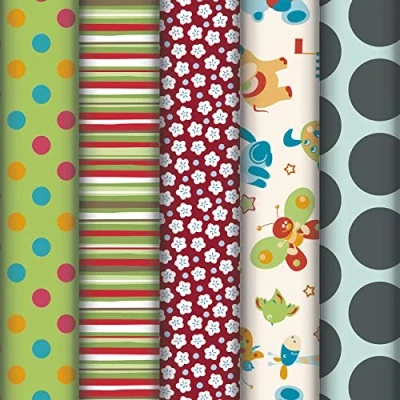 Imagen de Clairefontaine 211453AMZC Un cartón de 12 rollos papel regalo Excellia 2mx0m70 (anchura) 80g, 5 diseños surtidos