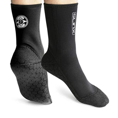 Imagen de PAWHITS Calcetines de neopreno 3 mm, térmicos, antideslizantes, unisex para buceo, esnórquel, natación, surf, navegación, kayak, Unisex, ., negro, M