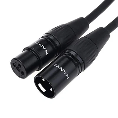 Imagen de NANYI Cable de micrófono Cables XLR a XLR, 3 pines, macho hembra conexión DMX con cobre libre oxígeno (0,5 metros / 1.6 pies)
