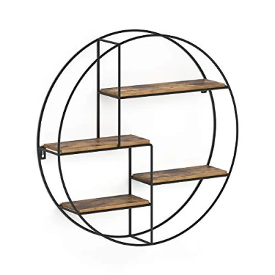 Imagen de Vicco Estante de Pared Fyrk, Roble rústico/Negro, 55 x cm Redondo