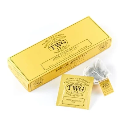 Imagen de TWG Tea Jasmine Queen Té Verde Limón Dulce y Rosa 15 Bolsitas de Algodón Cosidas a Mano Caja Regalo Originales