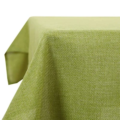 Imagen de Deconovo Mantel de Efecto Lino Antimanchas Impermeable Mesa, 137 x 200 cm, Color Verde