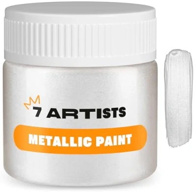 Imagen de 7 Artists Pintura Acrilica Blanca Perla 50 ml Metalizada Blanco para Manualidades Perlado Tinta Iridescente