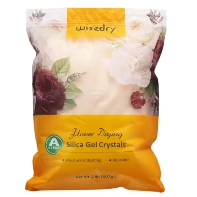 Imagen de Wisedry Gel de sílice 2 libras (0,9 kg) para secar flores, cristales finos, desecante, protector flores reutilizable, indicador color