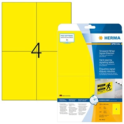 Imagen de Herma 8032 Rótulos, 105 x 148 mm, color amarillo