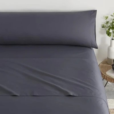 Imagen de Donegal Collections Juego de Sabanas Completo Ropa Cama 180 x 190 y 180x200 Tacto Extrasuave Disponible Color Gris Oscuro Fabricado en España.