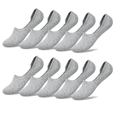 Imagen de YouShow Calcetines Mujer Hombre 10 Pares Invisibles Algodón Antideslizante Algodon Silicona (Gris, 39 42)