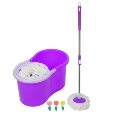 Imagen de Mopa Microfibra y Cubo Escurridor Fregona Plano Giratorio Autoescurrido Pequeño Liviano con Manos Libres Trapeador de Limpieza Suelos