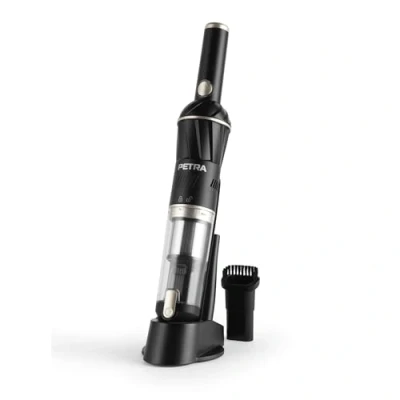 Imagen de Petra PF01096VDEEU7 Aspiradora de Mano Inalámbrica, 11,1 V, Base Carga, Potente Batería Recargable,100 ml, Filtro HEPA, 20 Min Autonomía, Quitar Pelos Mascota, con 2 Boquillas Intercambiables