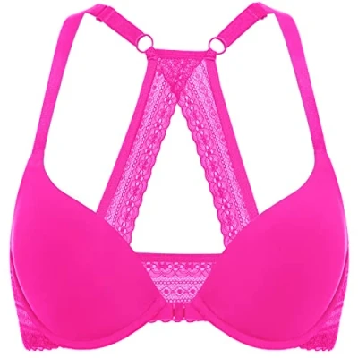 Imagen de DOBREVA Sujetador Invisible Push Up con Aros Relleno para Mujer Rosa Brillante 85A