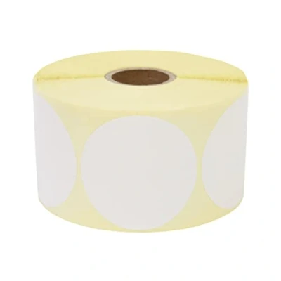 Imagen de Prolac 1000 unidades de puntos adhesivos coloridos en rollo, 50 x mm, color blanco, adhesivos, redondos, perfectos para la identificación oficina, pegatinas redondas