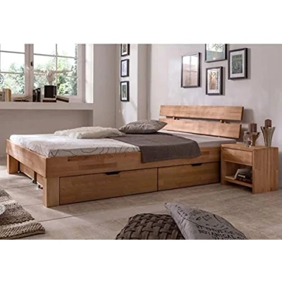 Imagen de Elfo Cama de 180 x 200 cm, con cajón y 2 consolas noche Jule (madera haya maciza barnizada)