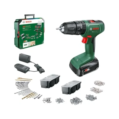 Imagen de Bosch Home and Garden taladro percutor a batería EasyImpact 18V 40 (atornillar y perforar en madera, metal plástico; taladrar con percusión mampostería; 241 puntas; 1 de 1,5 Ah; sistema 18 V)