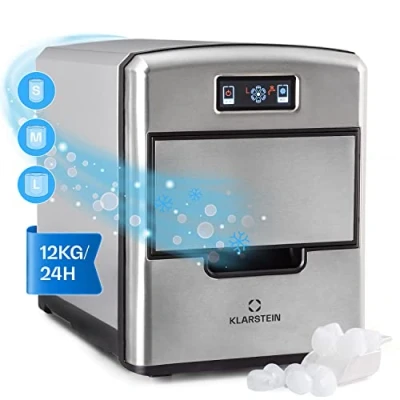 Imagen de Klarstein Maquina de Hielo para Casa 2,1L, Ice Maker Encimera 12 kg, Hacer Cubitos 3 Tamaños, Doméstica con Panel Táctil, Aparato Cocina Fácil Limpiar y Rápido