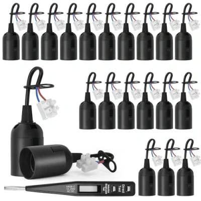 Imagen de QLOUNI Juego de 20pcs Portalámparas Adaptador Bombillas E27 Lámpara Convertidor la Bombilla con un Lápiz Prueba
