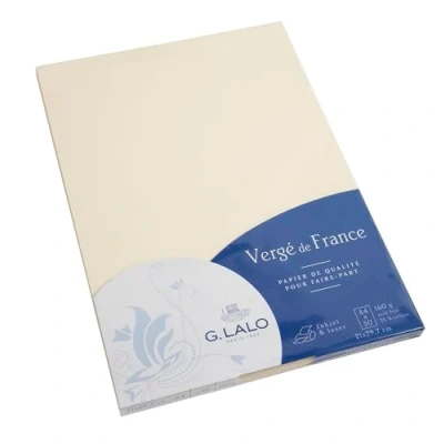 Imagen de Lalo 41416L Un paquet de 50 feuilles 21x29,7 cm 160g, Vergé France, Ivoire