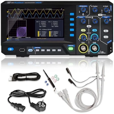 Imagen de PeakTech 1404, Osciloscopio de memoria digital, 2 canales, 100 MHz, 1GS/s, interfaz USB, software PC, P negro