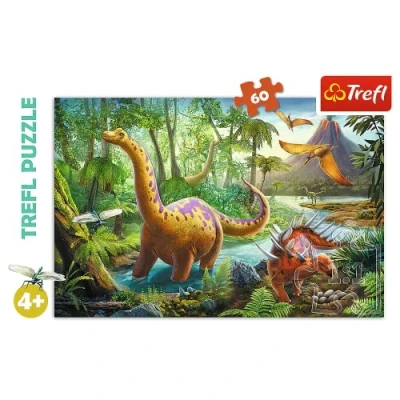 Imagen de Trefl 60 Piezas, para niños a Partir de 4 años Puzzle, Color Caminata Dinosaurios, WEG Der Dinosaurier