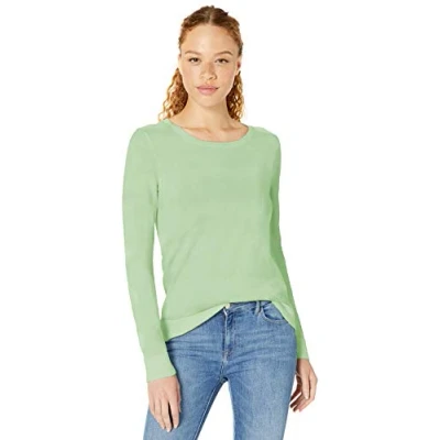 Imagen de Amazon Essentials Jersey de Cuello Caja Ligero Manga Larga (Disponible en Tallas Grandes) Mujer, Verde Menta Brillante, L