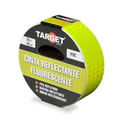 Imagen de TARGET Cinta Reflectante Adhesiva, Advertencia Señalización Marcaje Alta Visibilidad Peligro Seguridad (FLUORESCENTE, 33 M X 50 mm)
