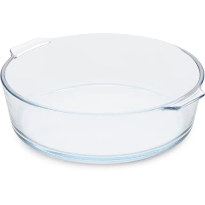 Imagen de Guardini, Bandeja redonda con asas, de vidrio borosilicato, resistente a los golpes térmicos, diámetro 21 cm 1,6 l, transparente/azul