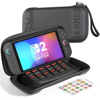 Imagen de Fundas de Transporte HSIEHMIEN para Nintendo Switch 2 (2025), Funda Protectora Portátil con 12 Ranuras Tarjetas Juego, Rígida Consola y JoyCons
