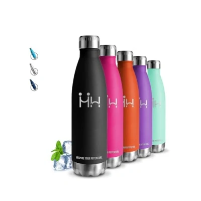 Imagen de Botella Agua Acero Inoxidable, 750ml Termica, A Prueba de Fugas, Gimnasio, sin BPA, Cantimplora Mantiene 24H Frio/12H Calor, para Escuela, Gym, Oficina, Outdoor