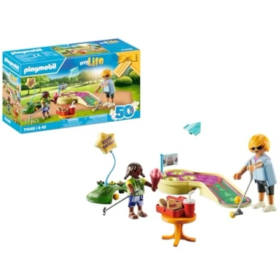 Imagen de PLAYMOBIL myLife 71449 Mini Golf, un Golpe Tras Otro hacia el Objetivo, con Palos de Pelotas y Helado incluidos, Juguetes para niños a Partir 4 años