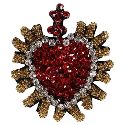 Imagen de Parches hechos a mano con cuentas de diamantes imitación y corazón para coser en ropa, manualidades, 2 piezas