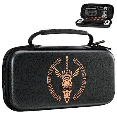 Imagen de MoKo Estuche de Transporte para the Legend of Zelda: Tears Kingdom/Switch OLED/Switch, Funda EVA Portátil Delgada, Bolsa Protectora Viaje con Bolsillos Juegos Accesorios, Zelda Negro