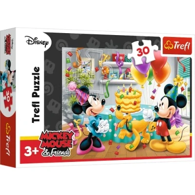 Imagen de Trefl Mickey &amp; Friends de 30 Piezas, para niños a Partir 3 años Puzzle, Color Tarta cumpleaños, Disney Mouse y Sus Amigos