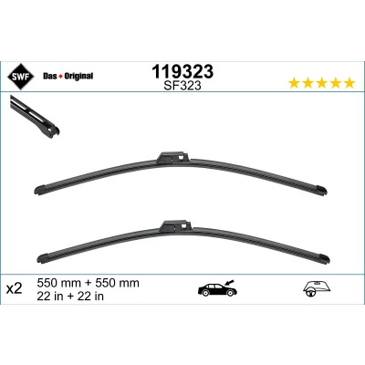 Imagen de Limpiaparabrisas Swf Visioflex 119323 delante Sin marco AUDI: A4 B7 Berlina, B6 Avant, SEAT: Exeo ST, Berlina