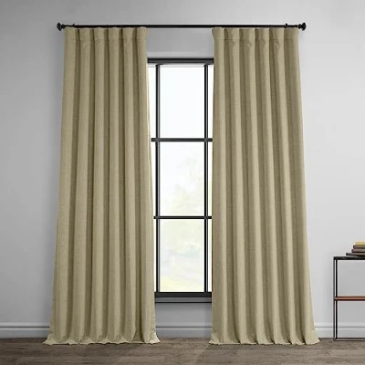 Imagen de HPD Half Price Drapes Cortinas de Lino sintético para oscurecer la habitación Dormitorio (1 Panel), Mezcla poliéster, Bronceado con Paja, 50 x 84 Pulgadas