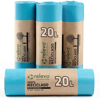 Imagen de Relevo 100% Reciclado bolsas de Basura, con autocierre, extra resistentes 20 L, 60