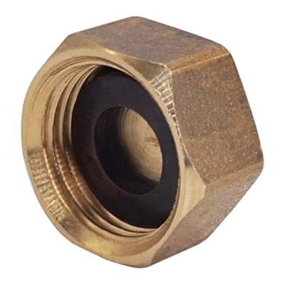 Imagen de SKIR&#039;CO (2 piezas) Tapa de Latón 3/8&quot; con Arandela, Hexagonal hembra, Tapón Tubo, Rosca Hembra BSP, Extremo Tubo