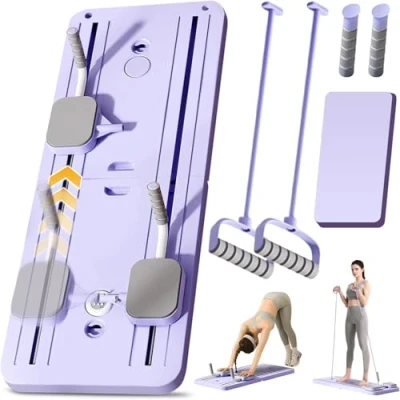 Imagen de Pilates Board Compact Reformer Machine Set, Foldable Ab Roller Wheel Rodillo Abdominales Exercise Rebote Automático Máquina de Ejercicio en Casa(Purple2)