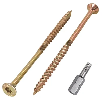 Imagen de SKIR&#039;CO (40 piezas) tornillos universales de acero chapado en zinc 4 x 80 mm, cabeza avellanada, torx, tipo 17, aglomerado