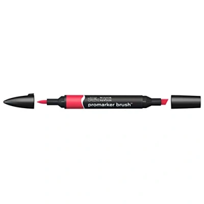 Imagen de Winsor &amp; Newton Promarker Brush Rotulador Doble Punta, Punta Pincel, Tinta Base Alcohol, Color Red (r666)