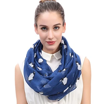 Imagen de Lina &amp; Lily Bufanda Infinita Snood con Estampado de Pingüinos (Azul)