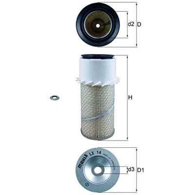 Imagen de MAHLE ORIGINAL LX 14 Filtro de aire 263,9 131,5, 104 Cartucho filtrante