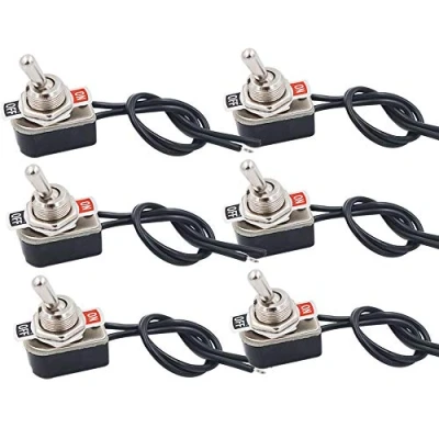Imagen de Senven interruptor basculante profesional (6 unidades, con de metal precableado, SPST 2 posiciones, ON OFF pines, para coches, camiones y buques, 3 A, 250 VAC/6 125